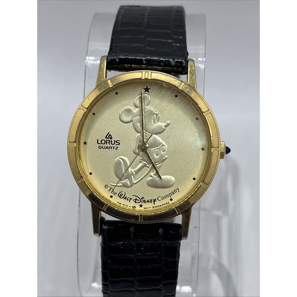 Lorus Disney Watch Women Y481-1720 Mickey Mouse 30mm Gold Tone- New Battery